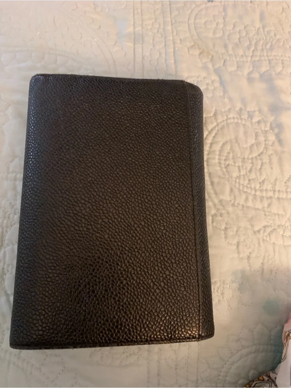 CHANEL Black Pebbled Caviar Leather CC Flap Wallet